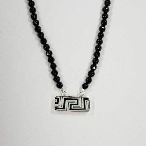 Black and White Greek Key Necklace