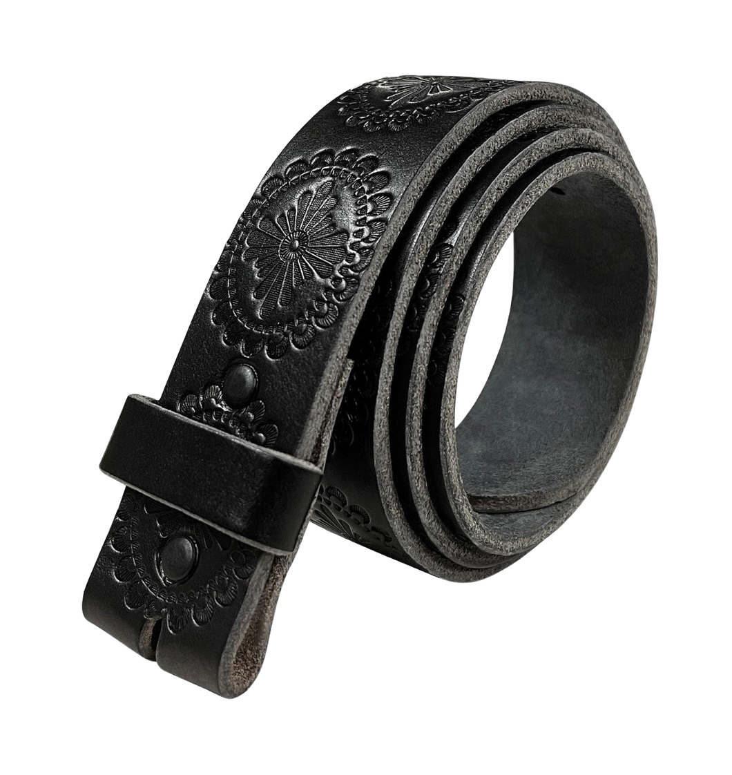 Black Concho Snap on Belt Strap
