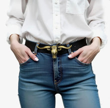 Black Longhorn Belt and Buckle