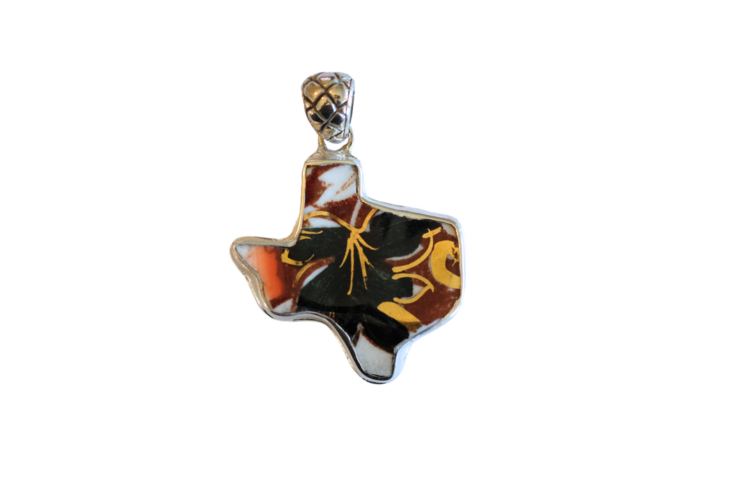 Black and Gold Texas Shape Pendant