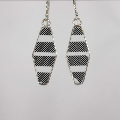 Black and White Striped Earrings