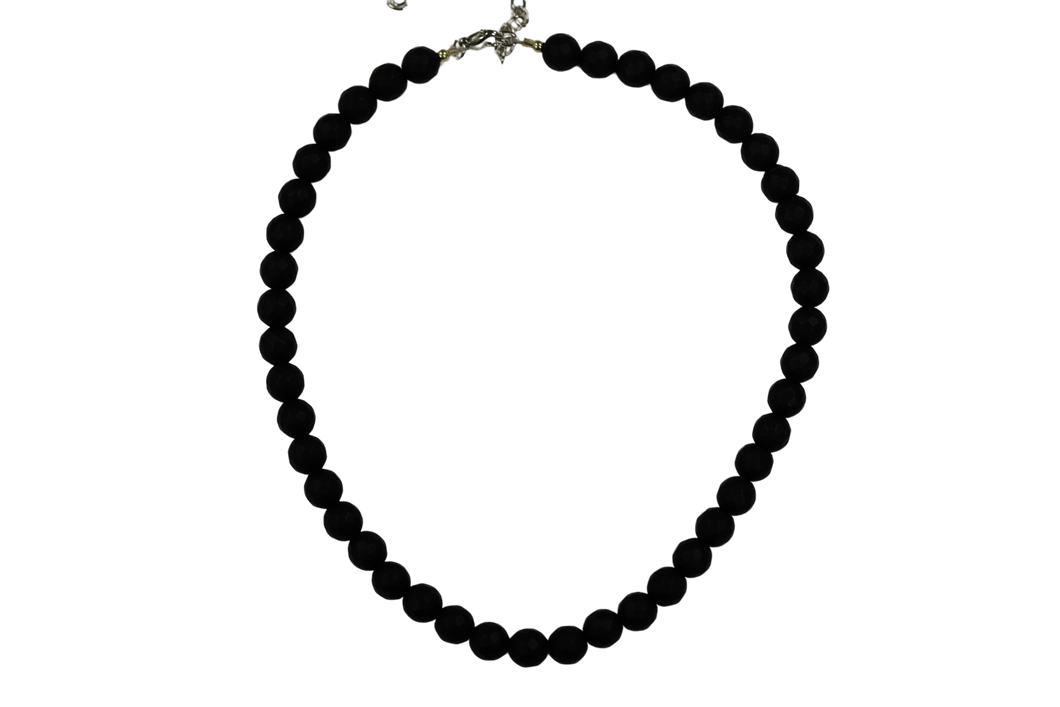 Black Onyx matte micro faceted 8mm beads
