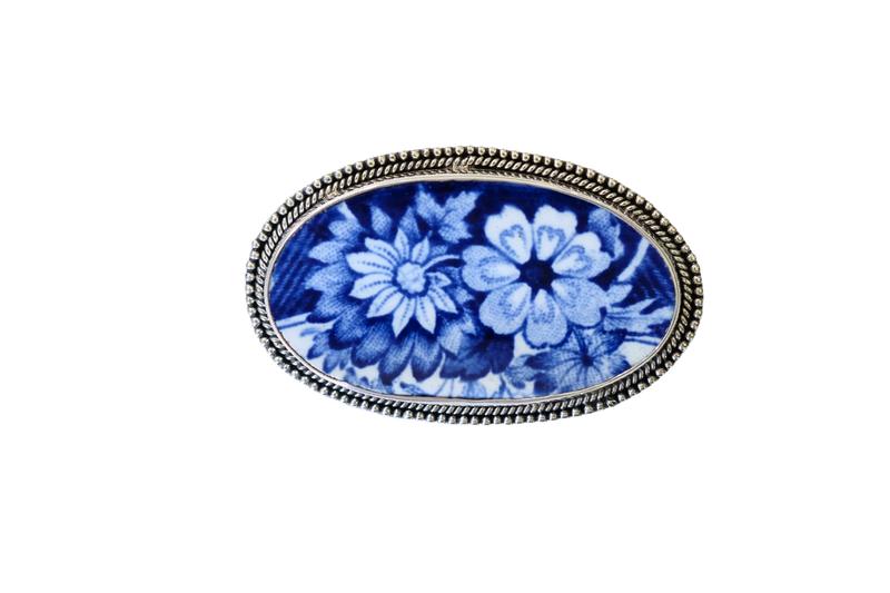 Blue Floral Brooch – China Baroque display picture 1