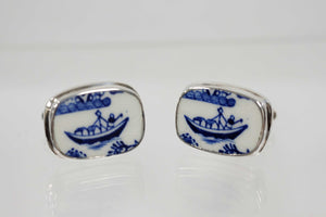 Blue Willow Boat Earrings