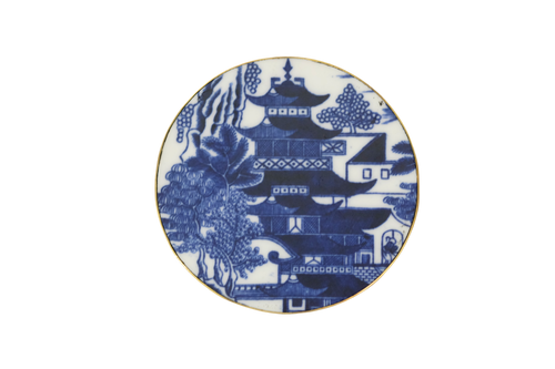 Blue Willow Pagoda Belt Buckle