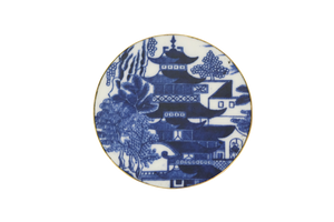 Blue Willow Pagoda Belt Buckle