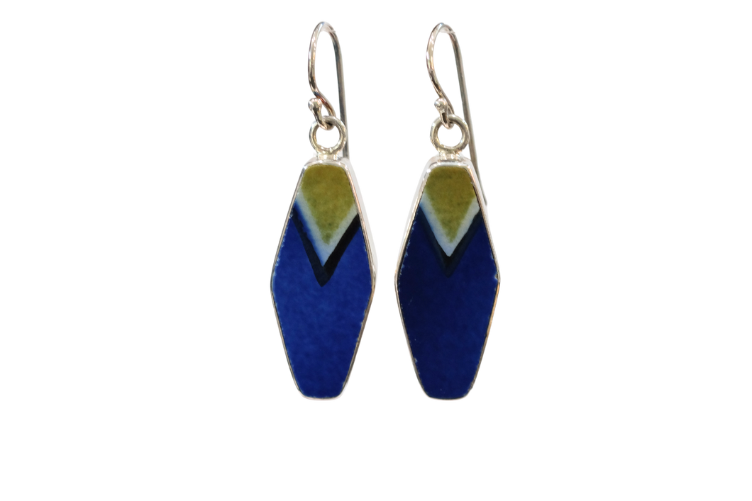 Blue and Green Geometric Earrings
