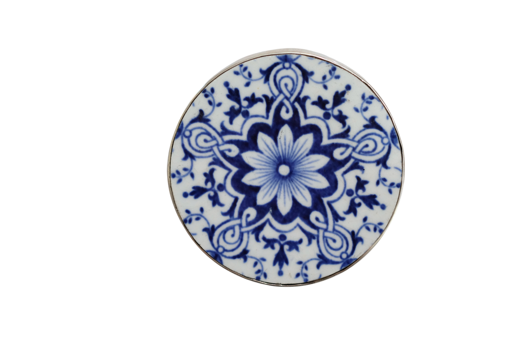 Bold Blue and White Medallion Pendant
