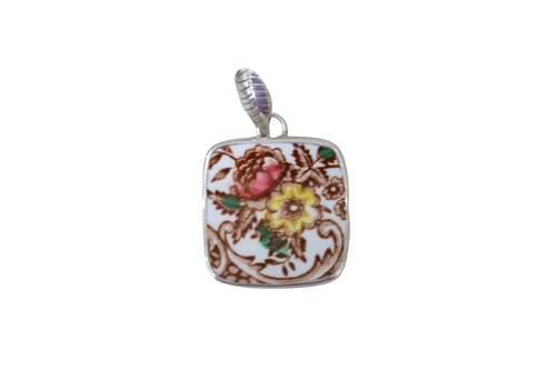 Brown Scrolls Floral Pendant