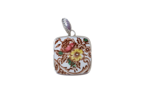 Brown Scrolls Floral Pendant