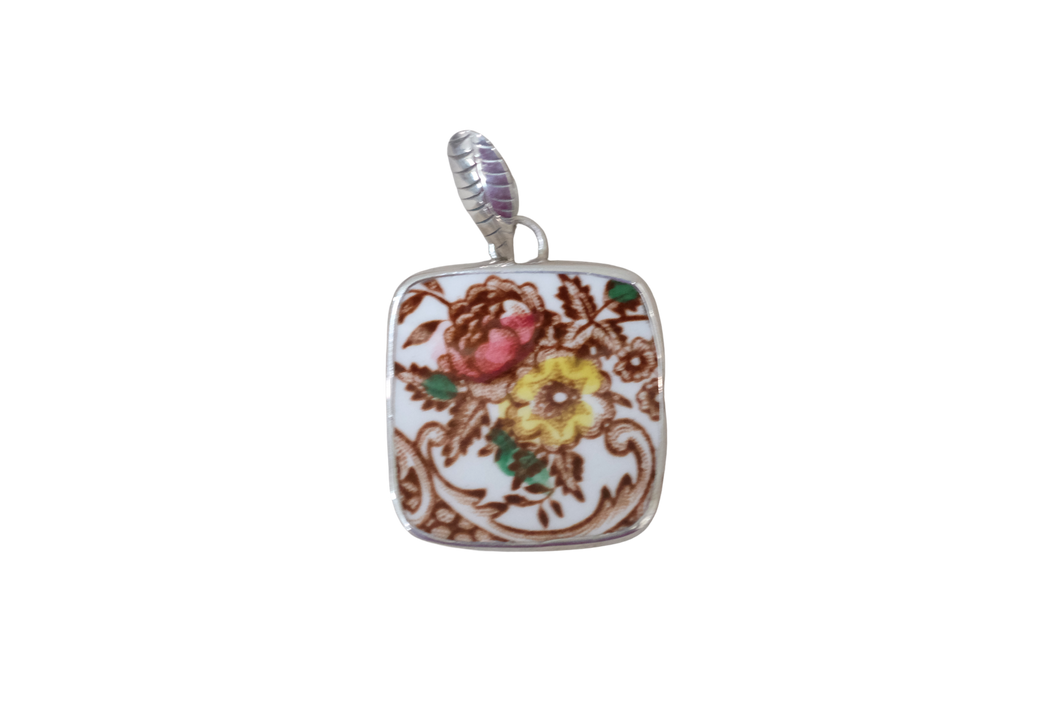 Brown Scrolls Floral Pendant