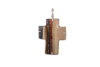 Brown Stonelike Cross Pendant