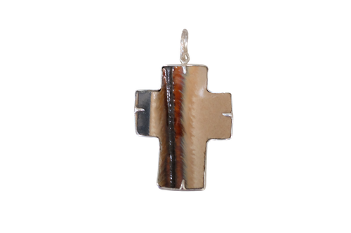 Brown Stonelike Cross Pendant