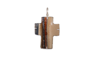 Brown Stonelike Cross Pendant