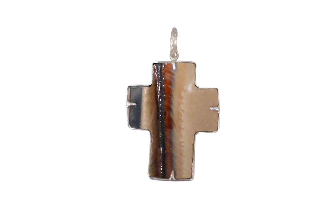 Brown Stonelike Cross Pendant