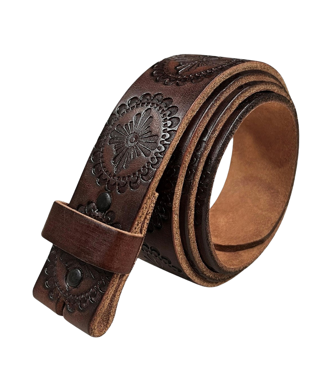 Brown Concho Snap on Belt Strap