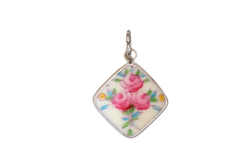 Diamond Pink Floral Pendant