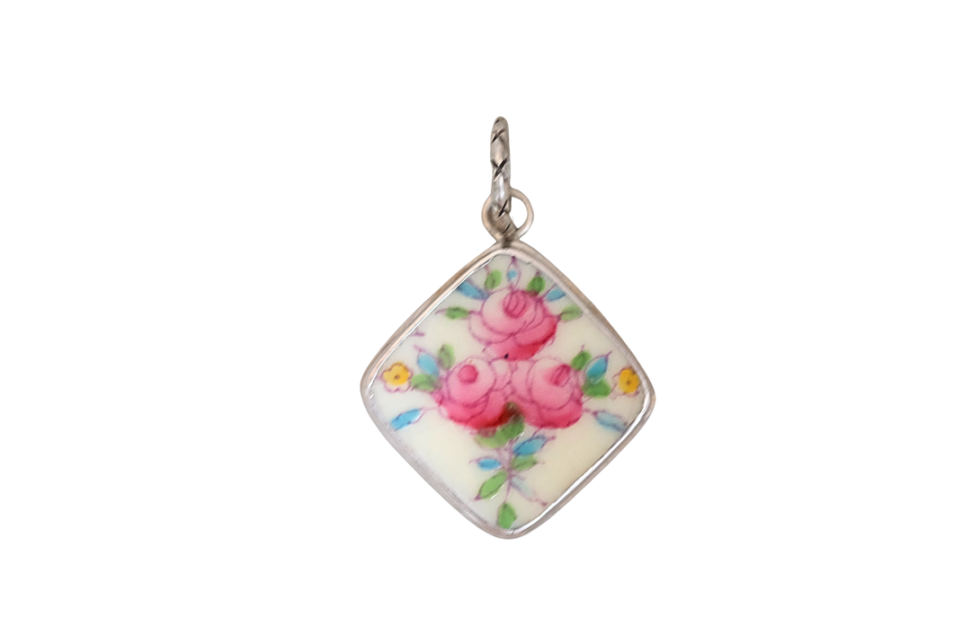 Diamond Pink Floral Pendant