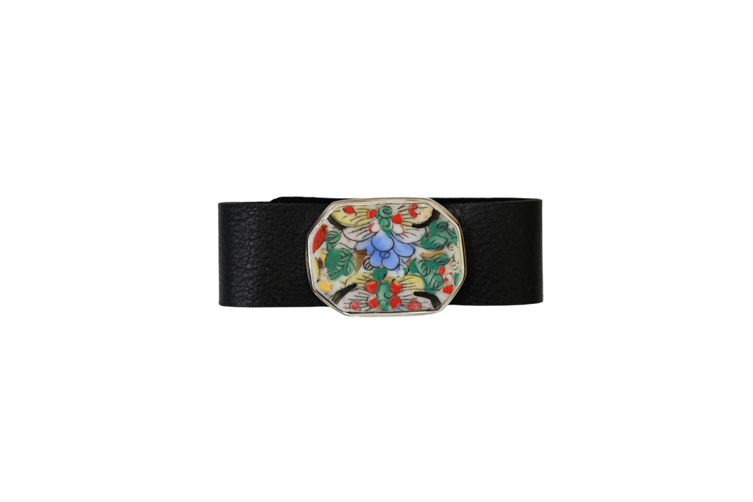 Dueling Butterflies Leather Bracelet