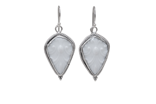 Elegant White Textured Rope Earrings
