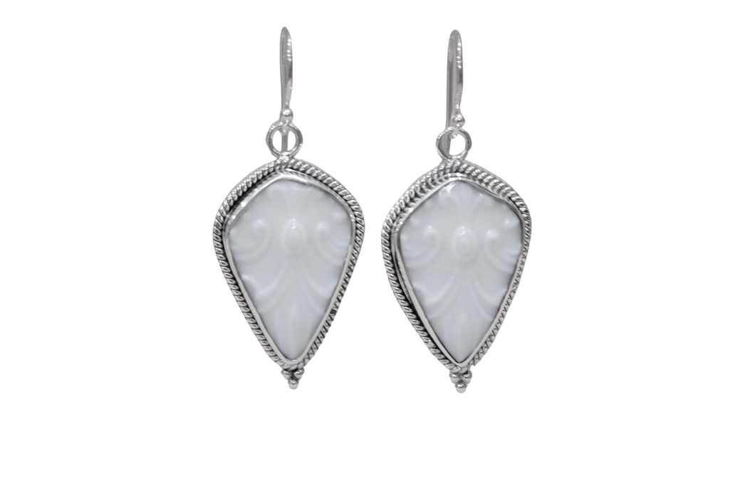 Elegant White Textured Rope Earrings