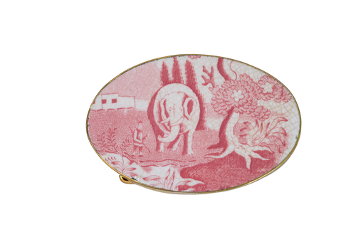 Elephant Transferware Belt Buckle