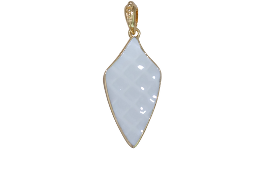 Elongated White Waffle Pendant