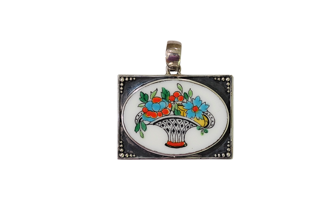 Framed Basket Bouquet Pendant