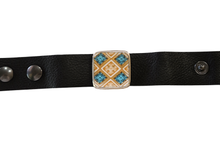 Gold and Turquoise Leather Bracelet