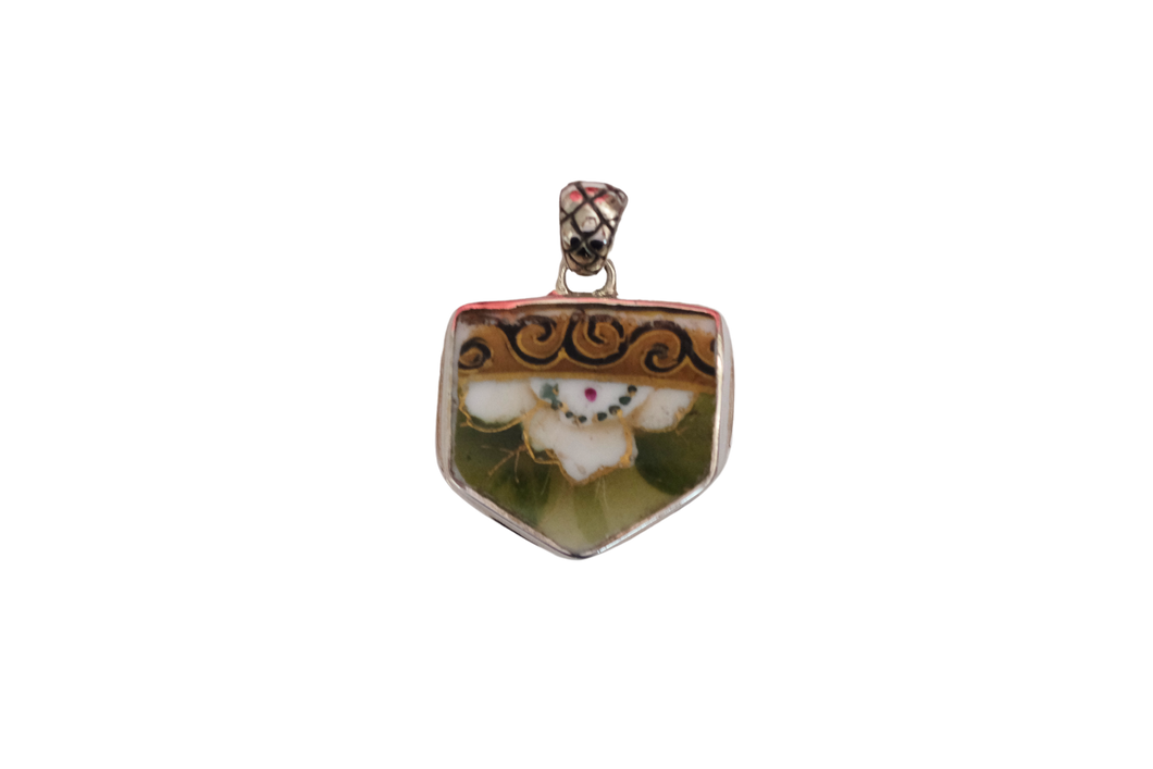 Hand Painted Floral Flag Pendant