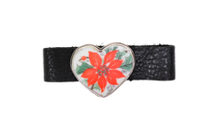 Heart Poinsettia Leather Bracelet