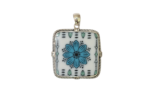 Large Blue Flower Pendant