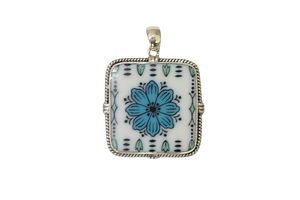 Large Blue Flower Pendant