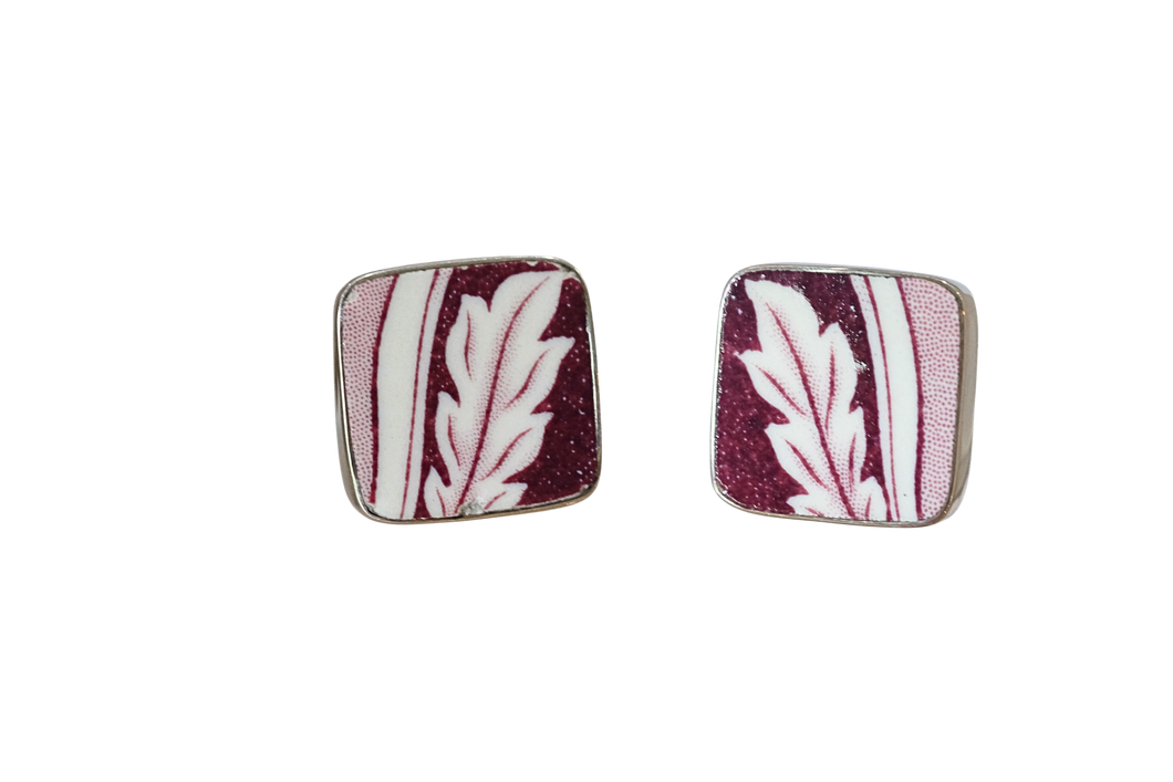 Maroon Leaf Cufflinks