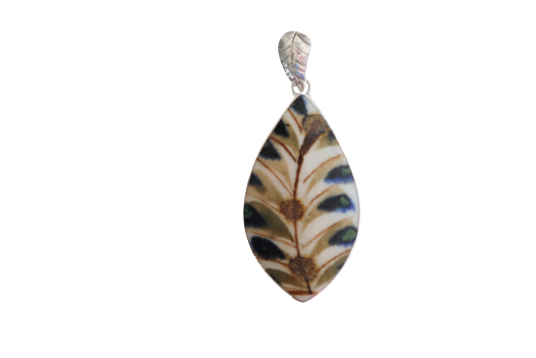 Mexican Pottery Leaf Pendant