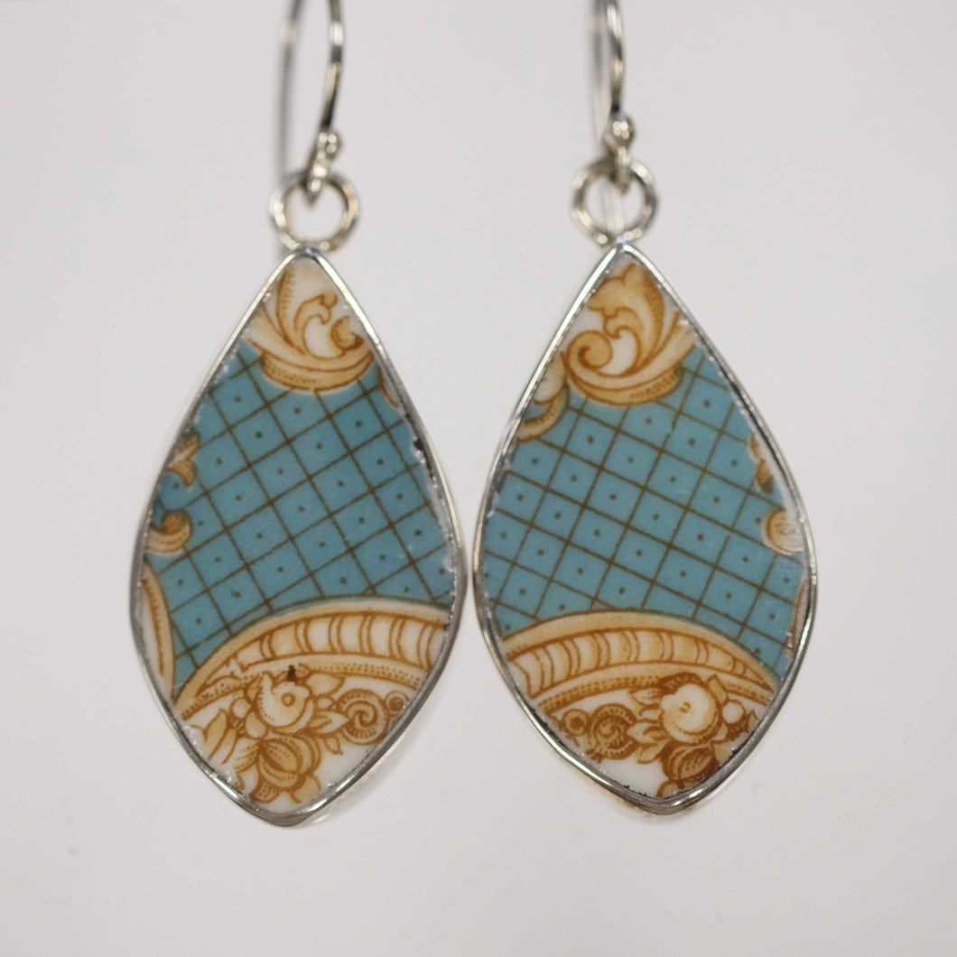 Minty Blue and Gold Earrings