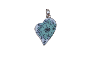 Minty Heart Floral Pendant