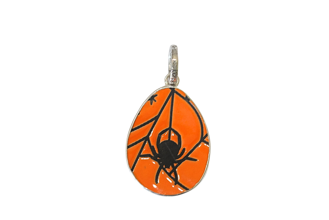 Orange Spider Web Pendant