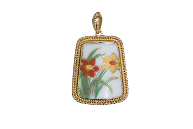 Orange and Gold Rope Floral Pendant