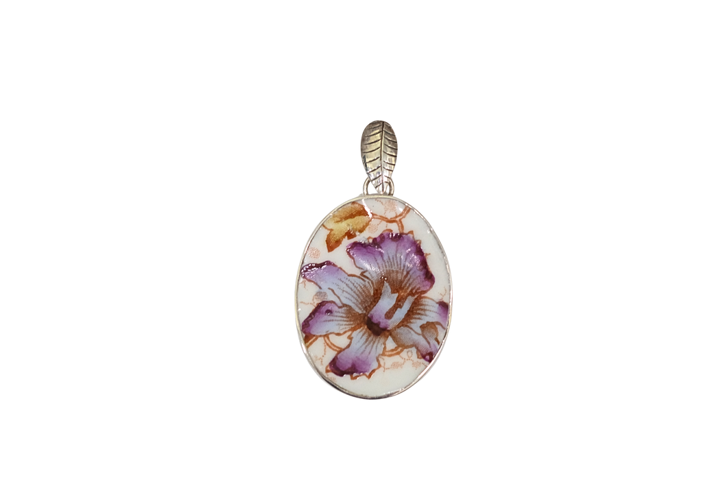 Oval Lavender Petals Pendant