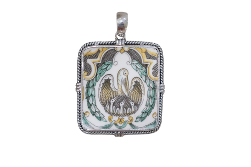 Rectangle Louisiana Pelican Pendant