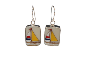 Rectangle Yellow Sailboat Earrings