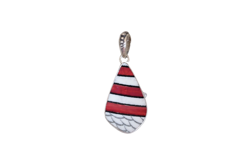 Red Striped Teardrop Pendant