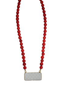 Red Waffle Bar Necklace