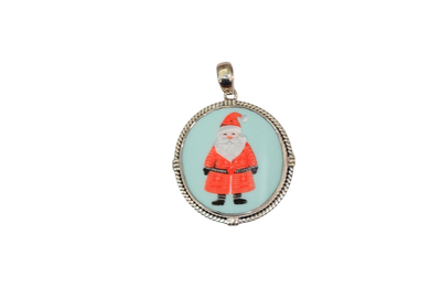 Round Turquoise Santa Pendant