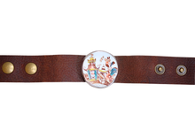 Round Vintage Pagoda Leather Bracelet