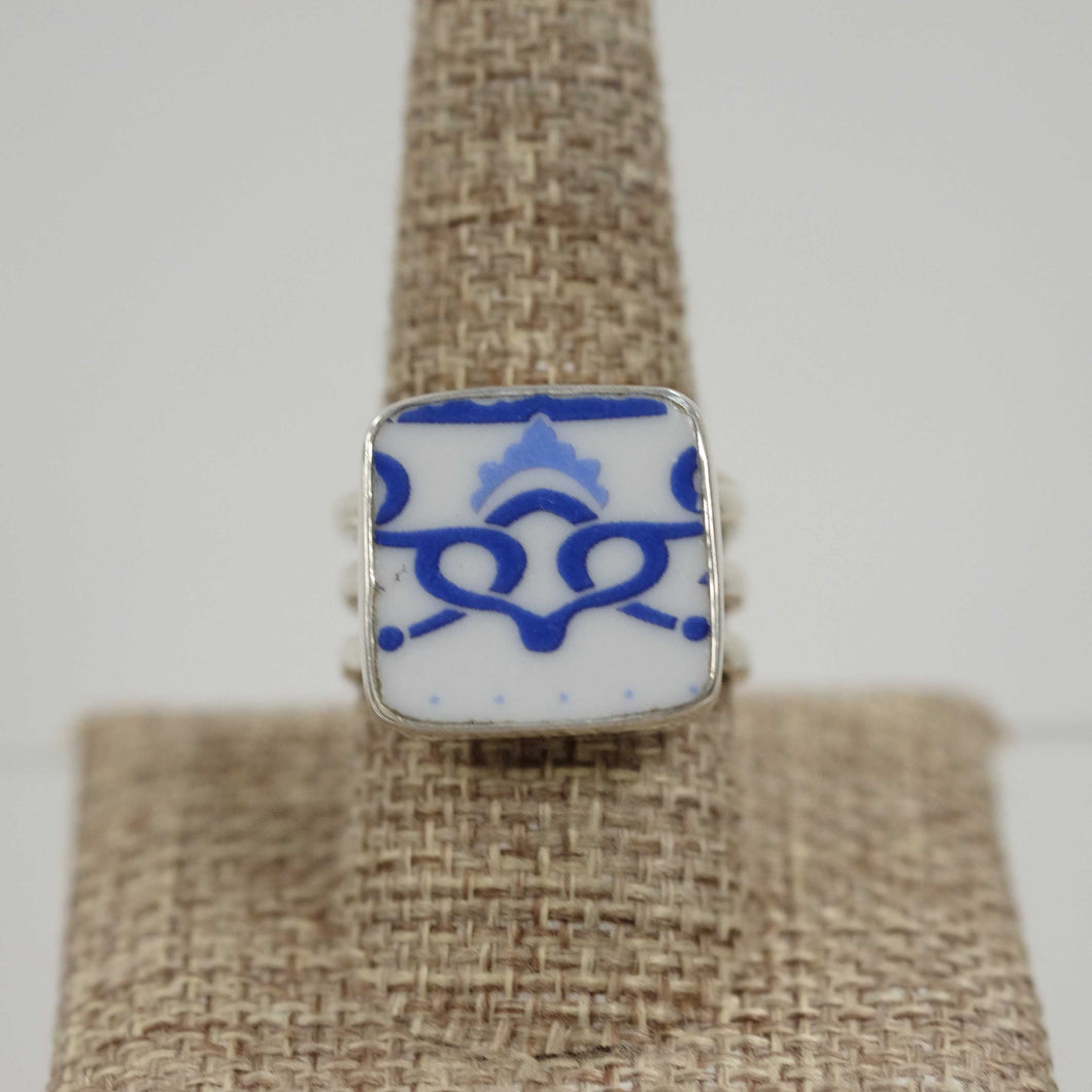 Size 10 Blue Scroll Ring