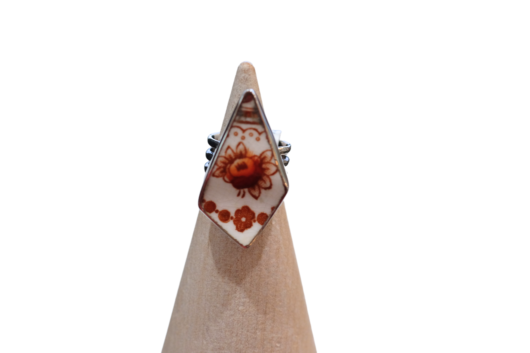 Size 5 Orange Floral Ring