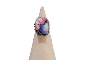 Size 6 Blue and Pink Petals Ring
