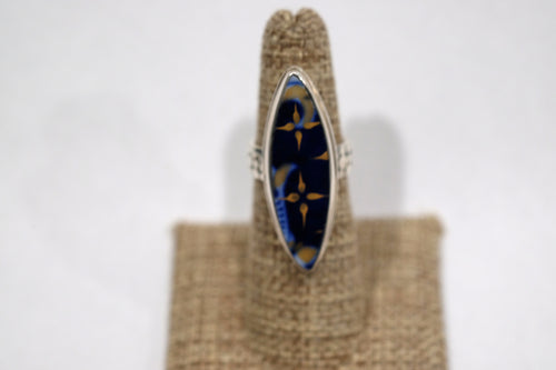 Size 6 Pointy Blue and Gold Ring